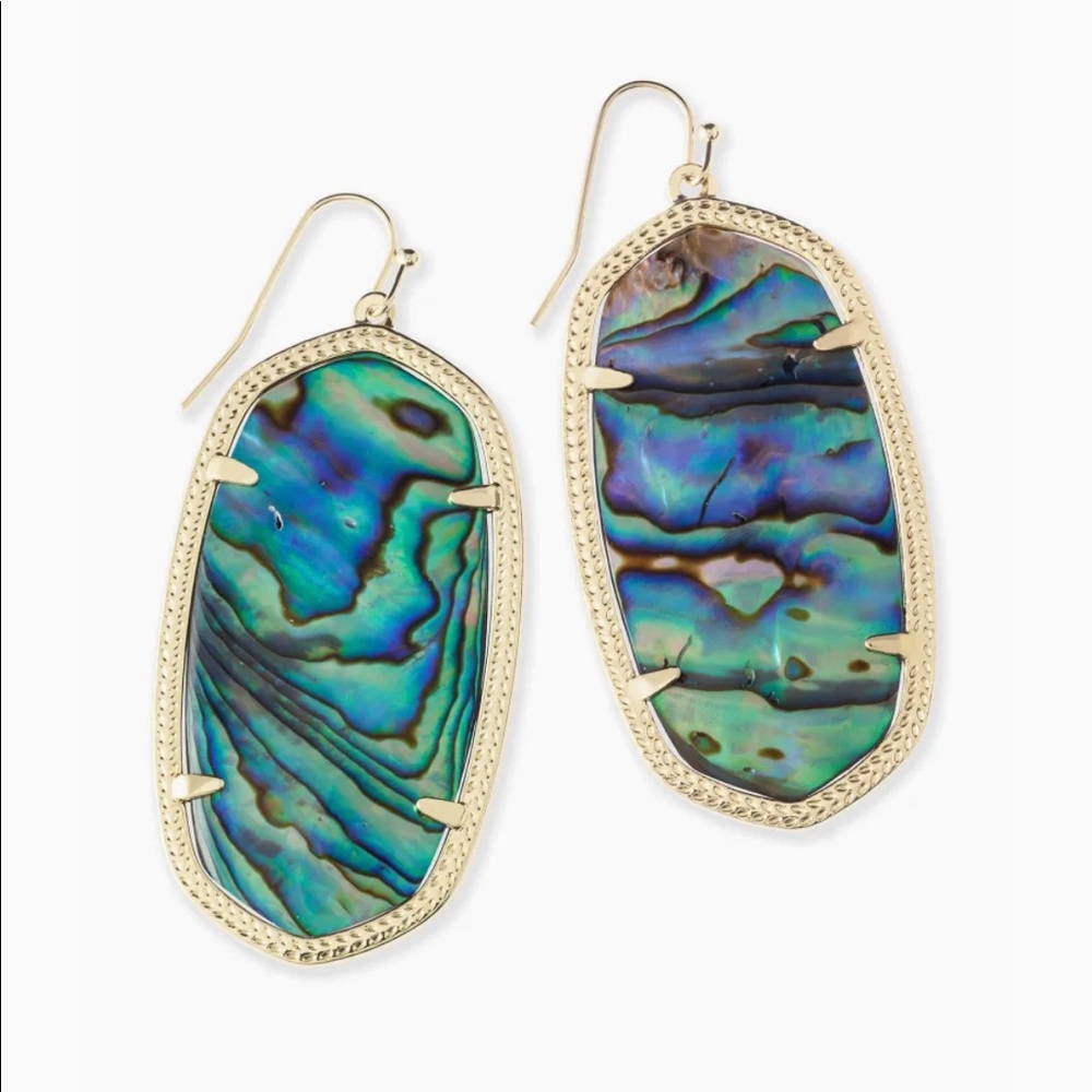 Kendra Scott Danielle Gold Statement Earrings in Abalone Shell 💙💚